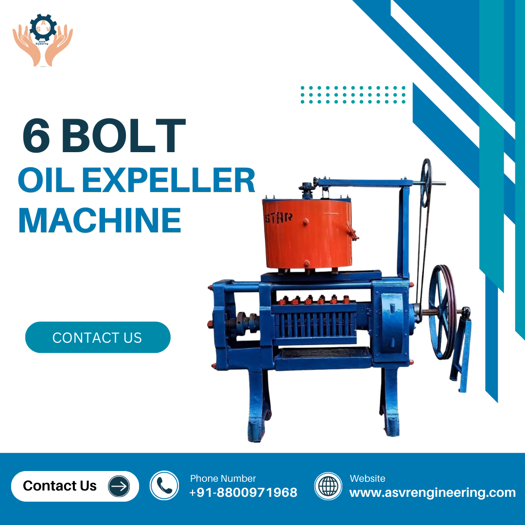 6 Bolt Oil Expeller Machine – High Efficiency Commercial Oil Press Machine for All Seeds