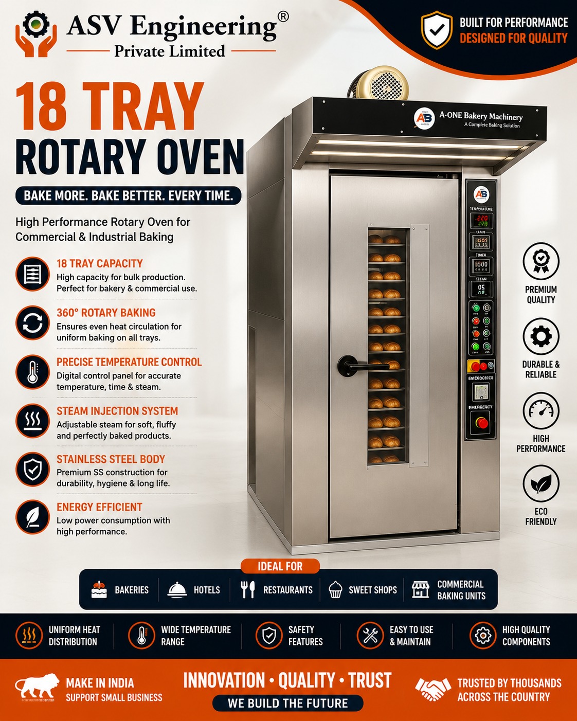 Commercial 18 tray rotary oven Machine in India for Profitable Business