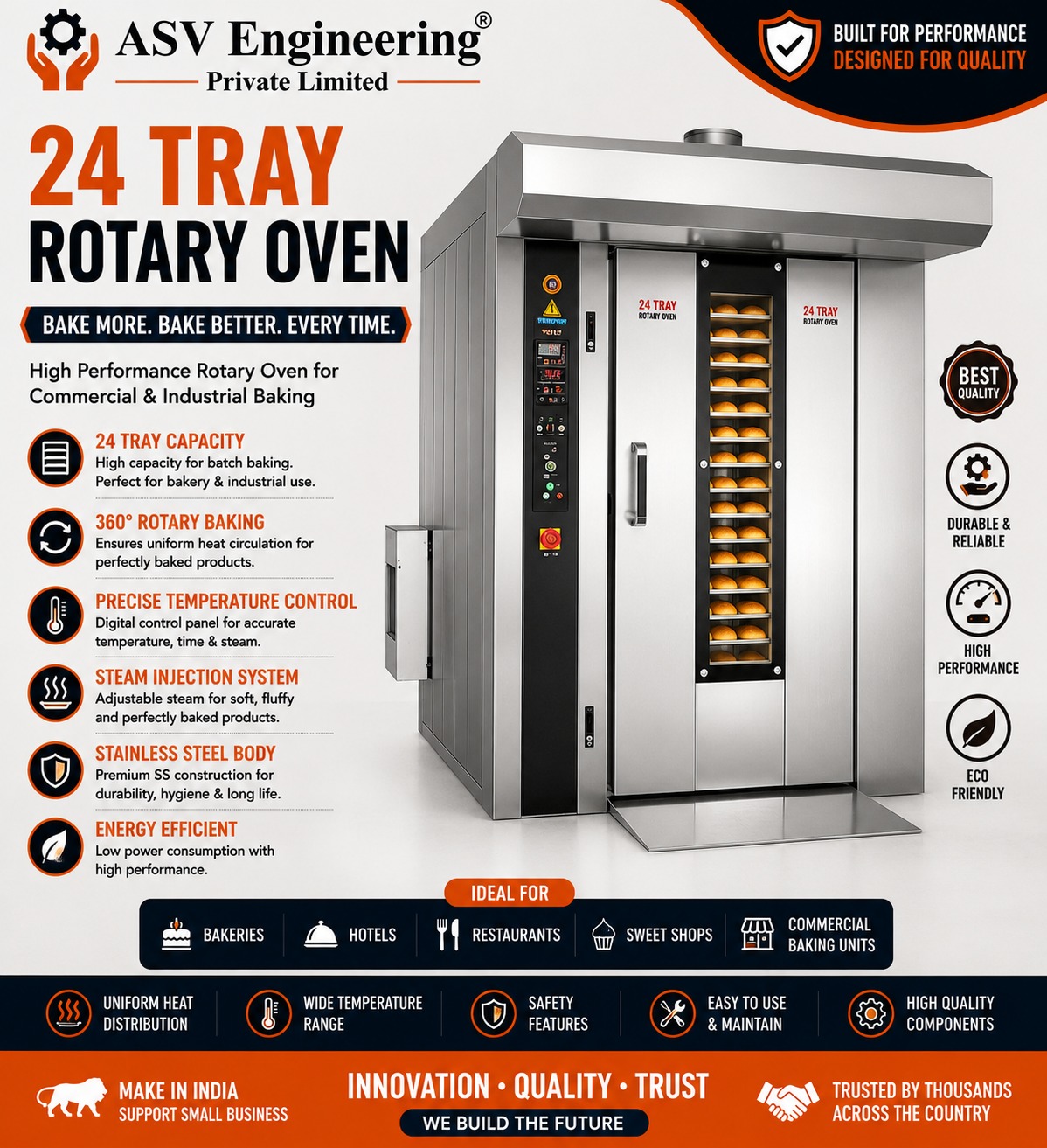 Durable 24 tray rotary oven Machine in India for Medium Enterprises