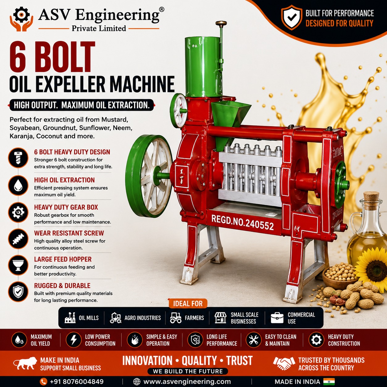 Buy 6 bolt oil expeller machine System in Badalpura, Bihar