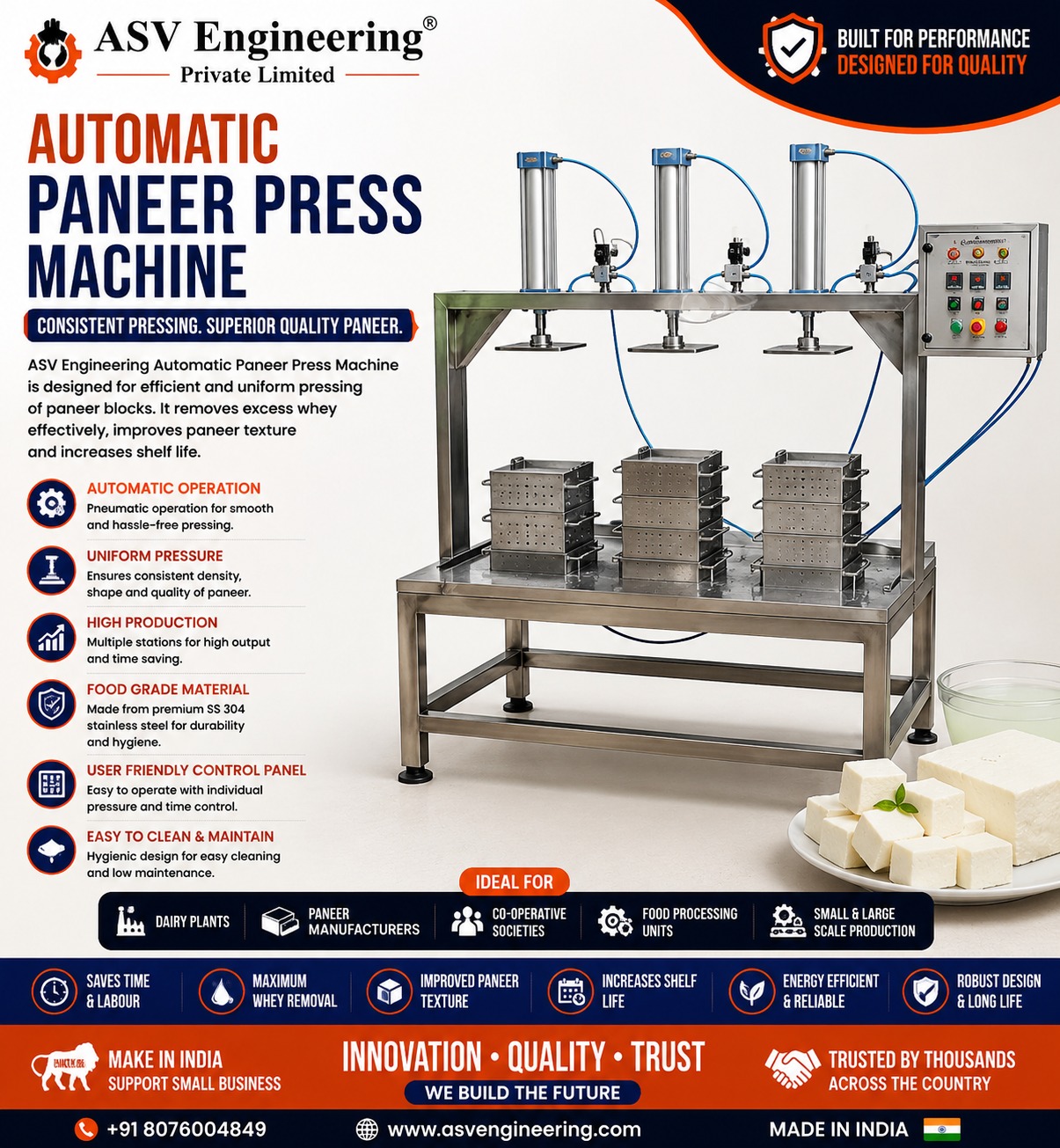 High-Performance automatic paneer press machine System at Best Price in India