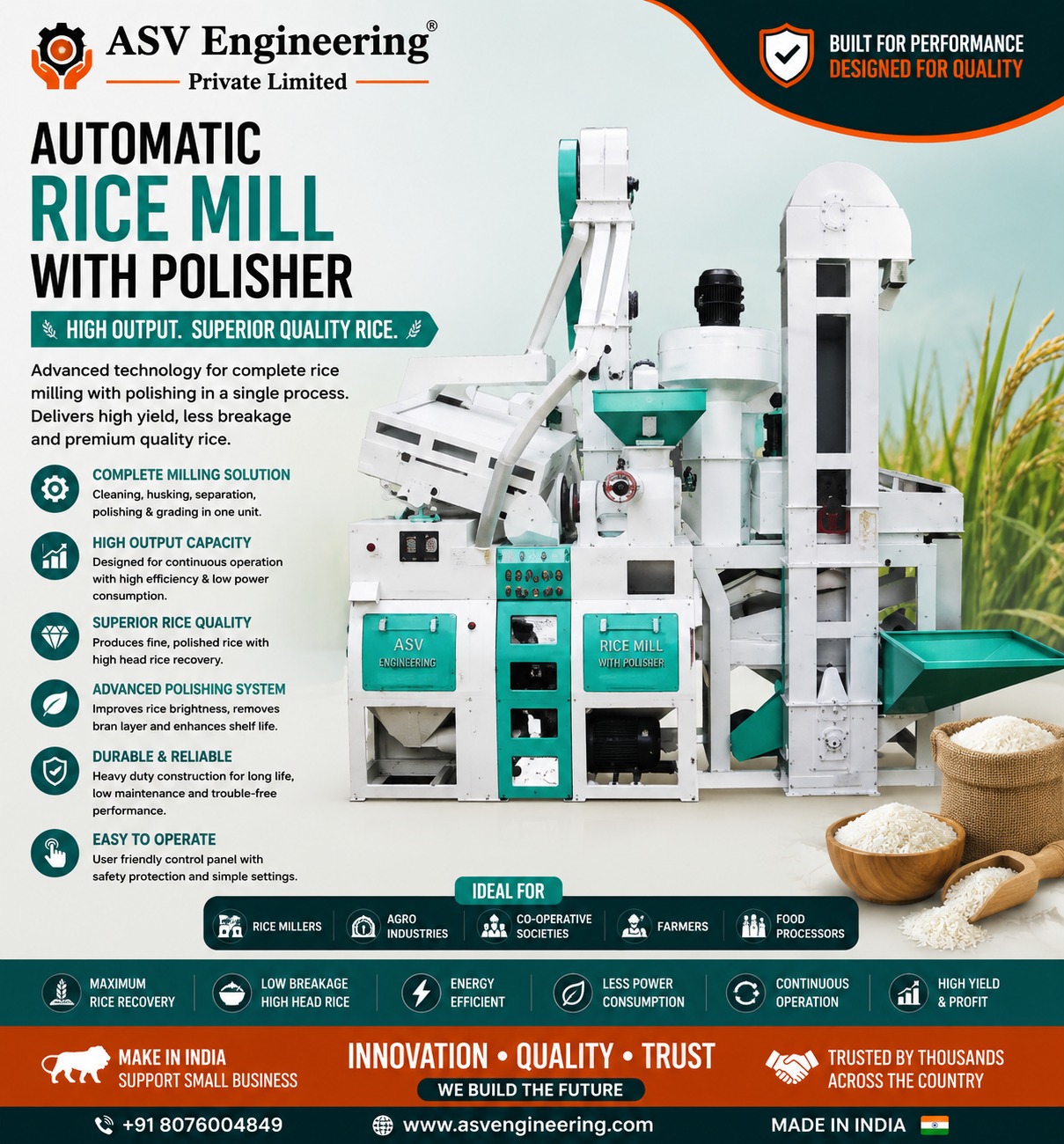 Superior automatic rice mill with polisher Unit in India for Small Business