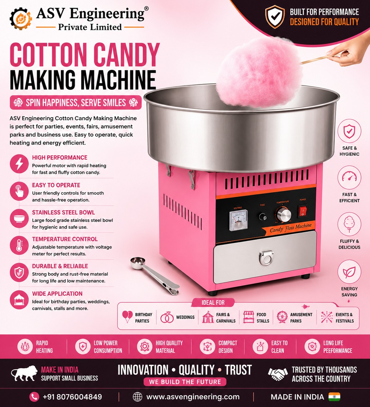 Cotton Candy Making Machine Equipment with Long Service Life | ASVR Engineering