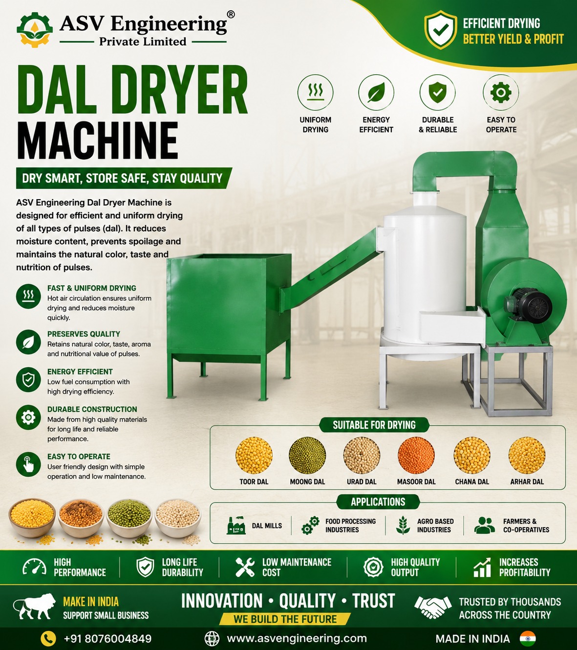 Top-Rated dal dryer machine System in India Manufacturer & Supplier