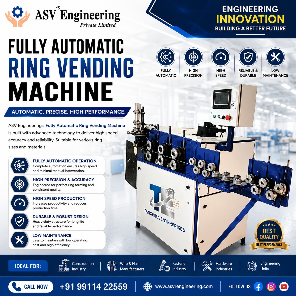 fully automatic ring vending machine System for Daily Production | ASVR Engineering