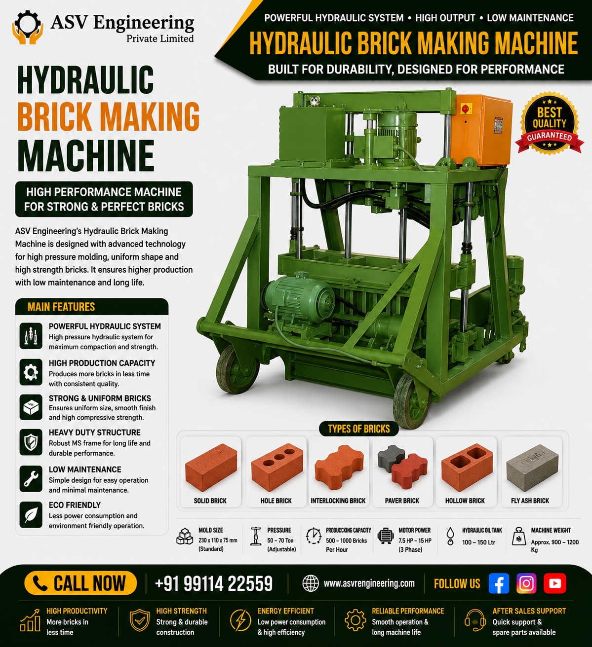 Ultimate Hydraulic Press Brick Making Machine Unit | ASVR Engineering