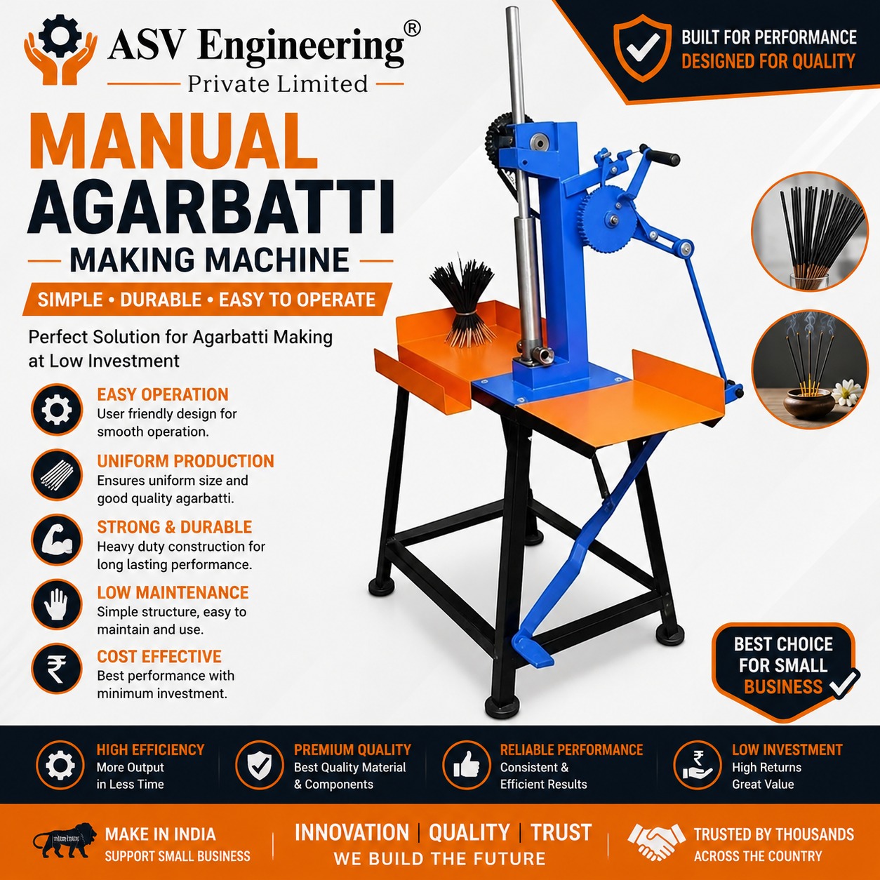 Heavy-Duty manual agarbatti making machine Machine with Safety Features