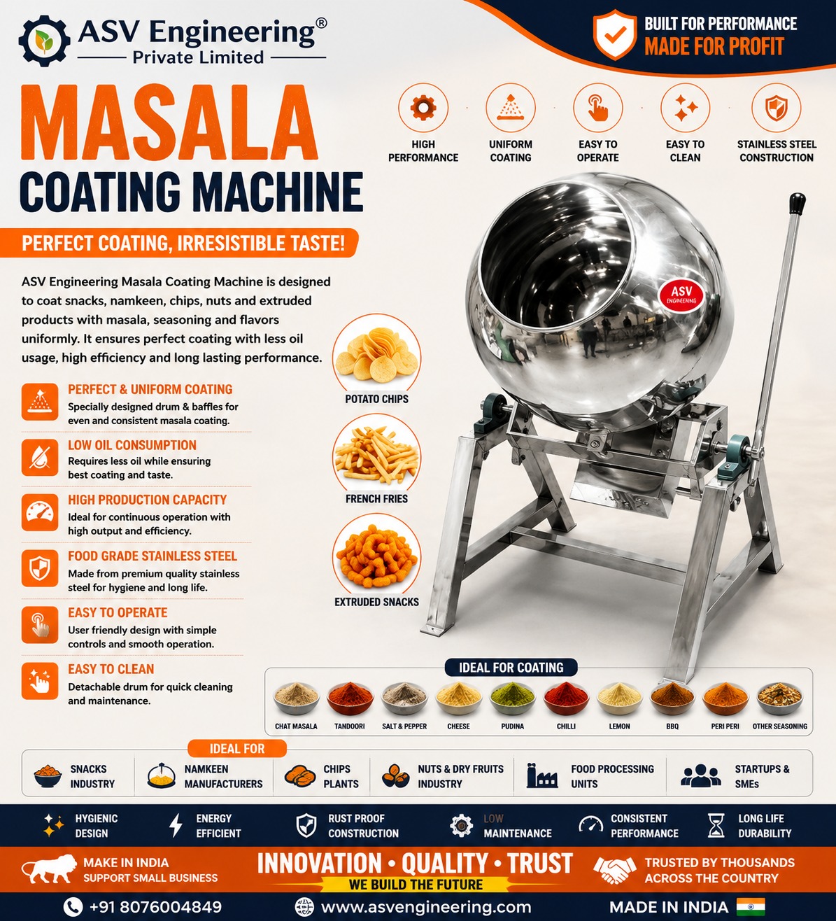 masala coating machine System for Growing Business | ASVR Engineering