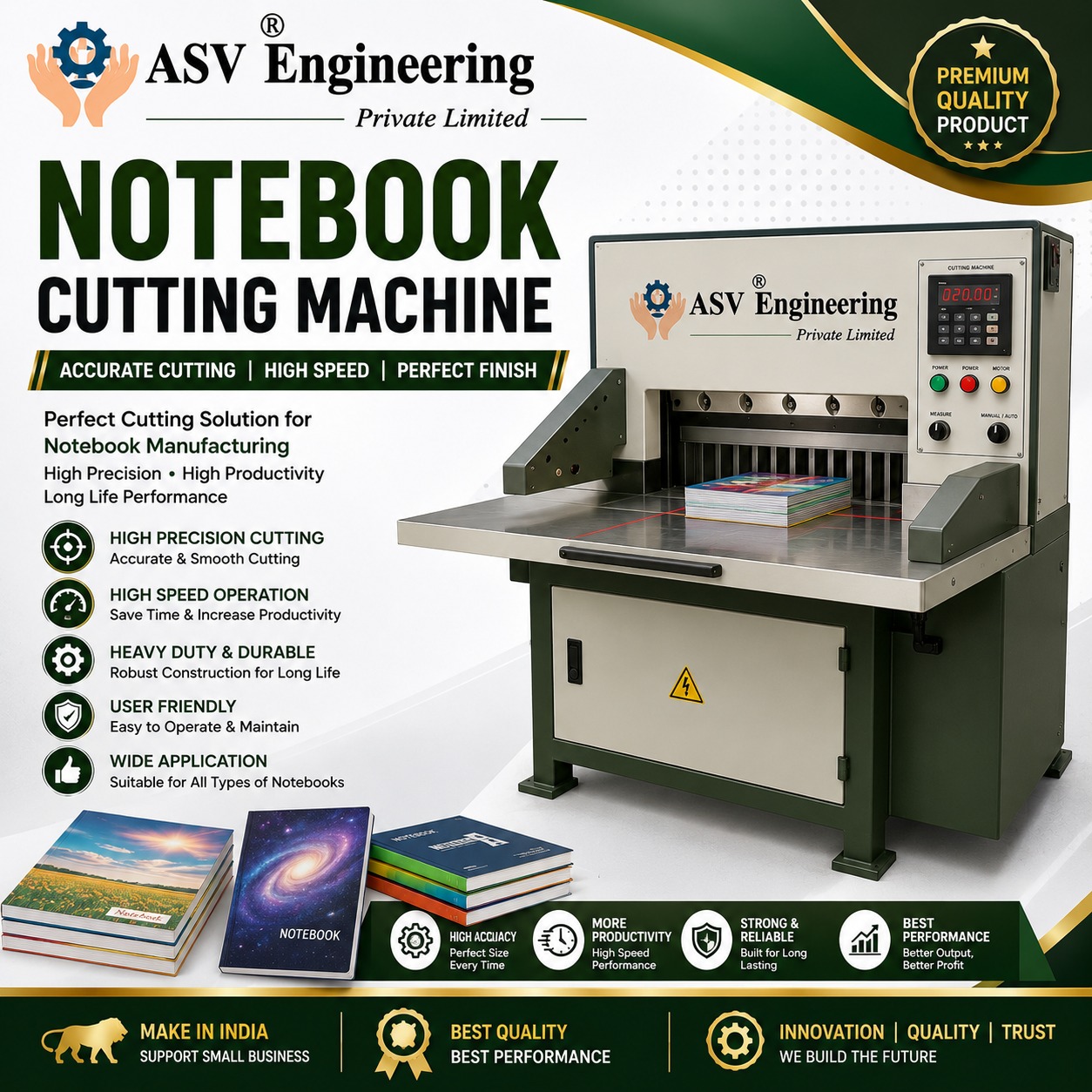 Powerful Notebook Cutting Machine Unit in India Manufacturer & Supplier