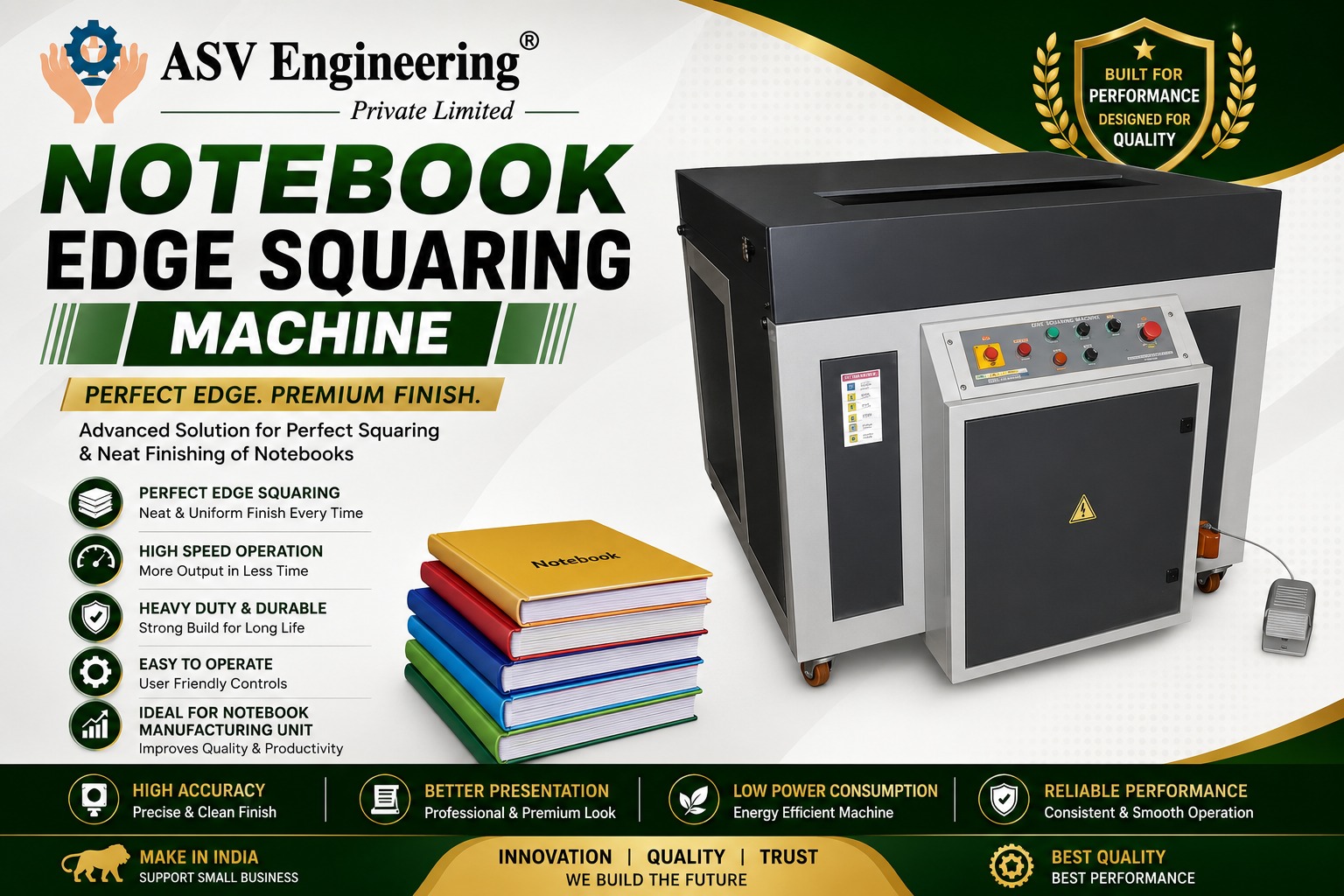 Certified Notebook Edge Squaring Machine Machine in India with Fast Production