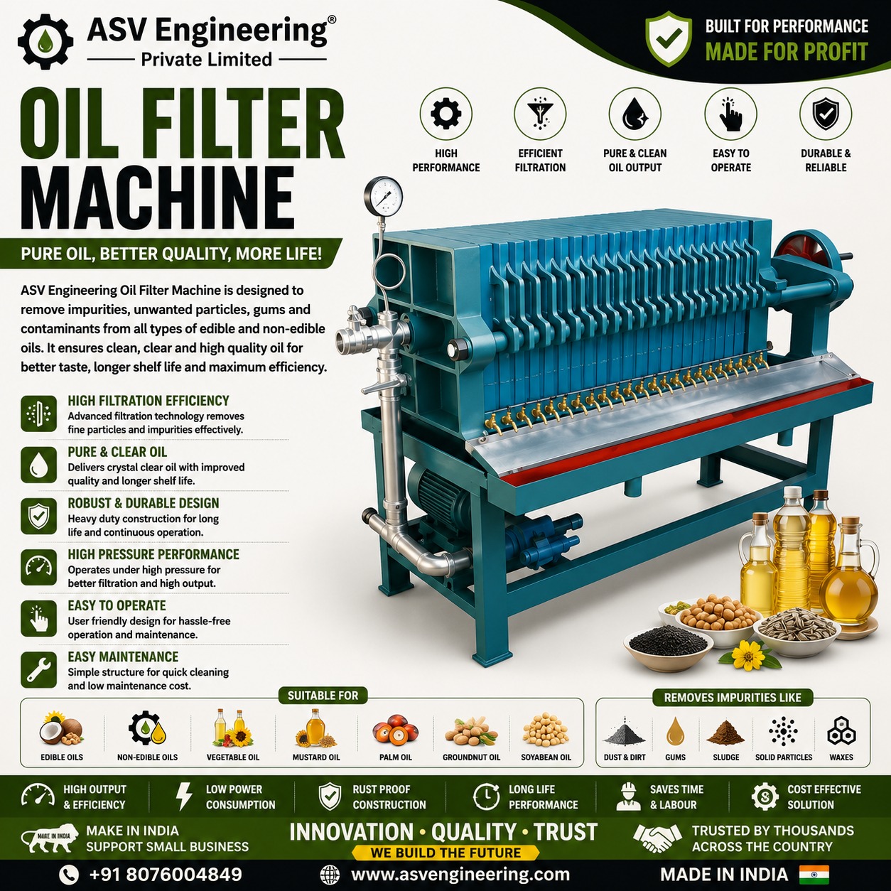 Long-Lasting OIL FILTER MACHINE System in India with Fast Production