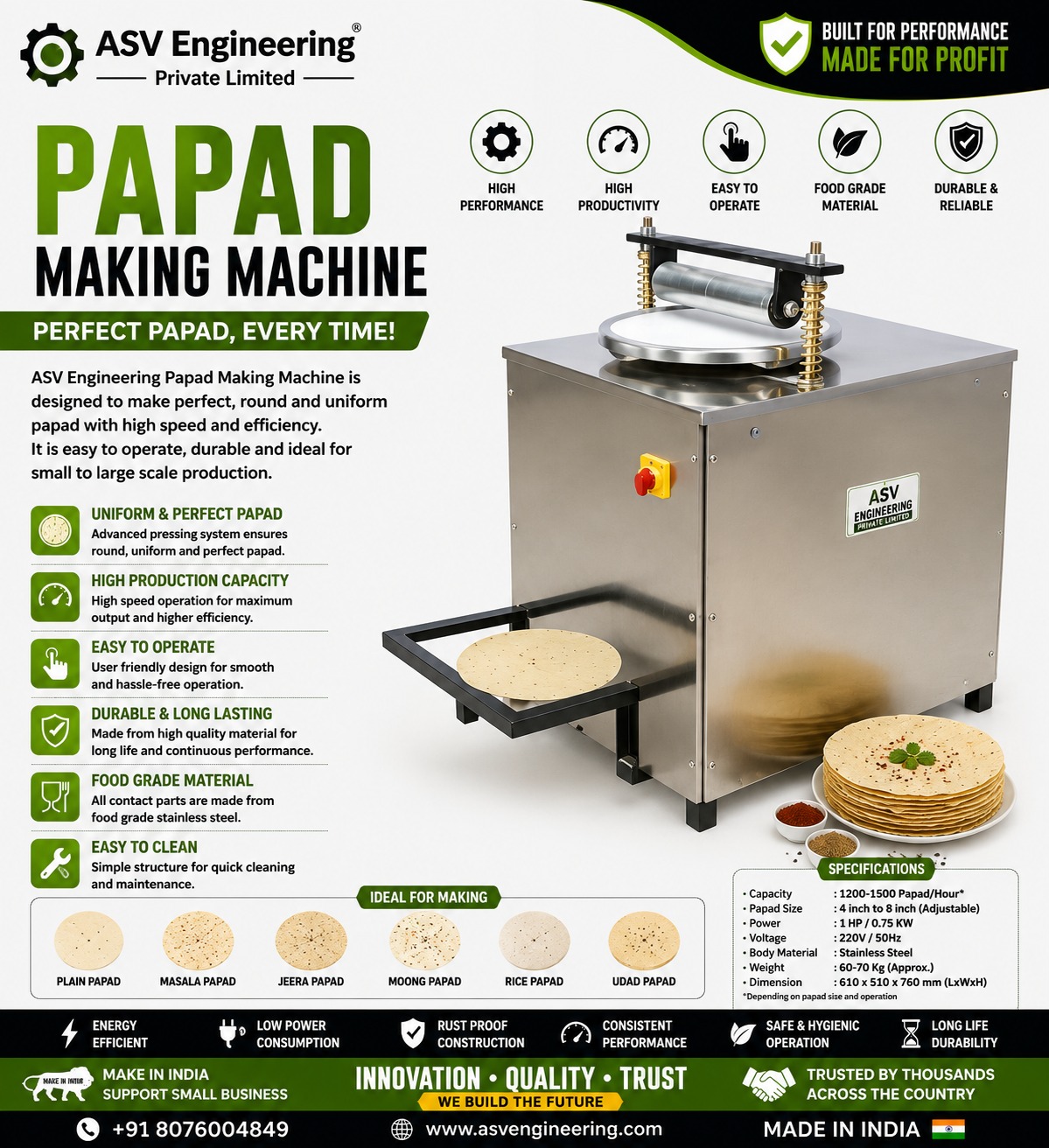 High-Performance papad making machine System in India for Your Factory
