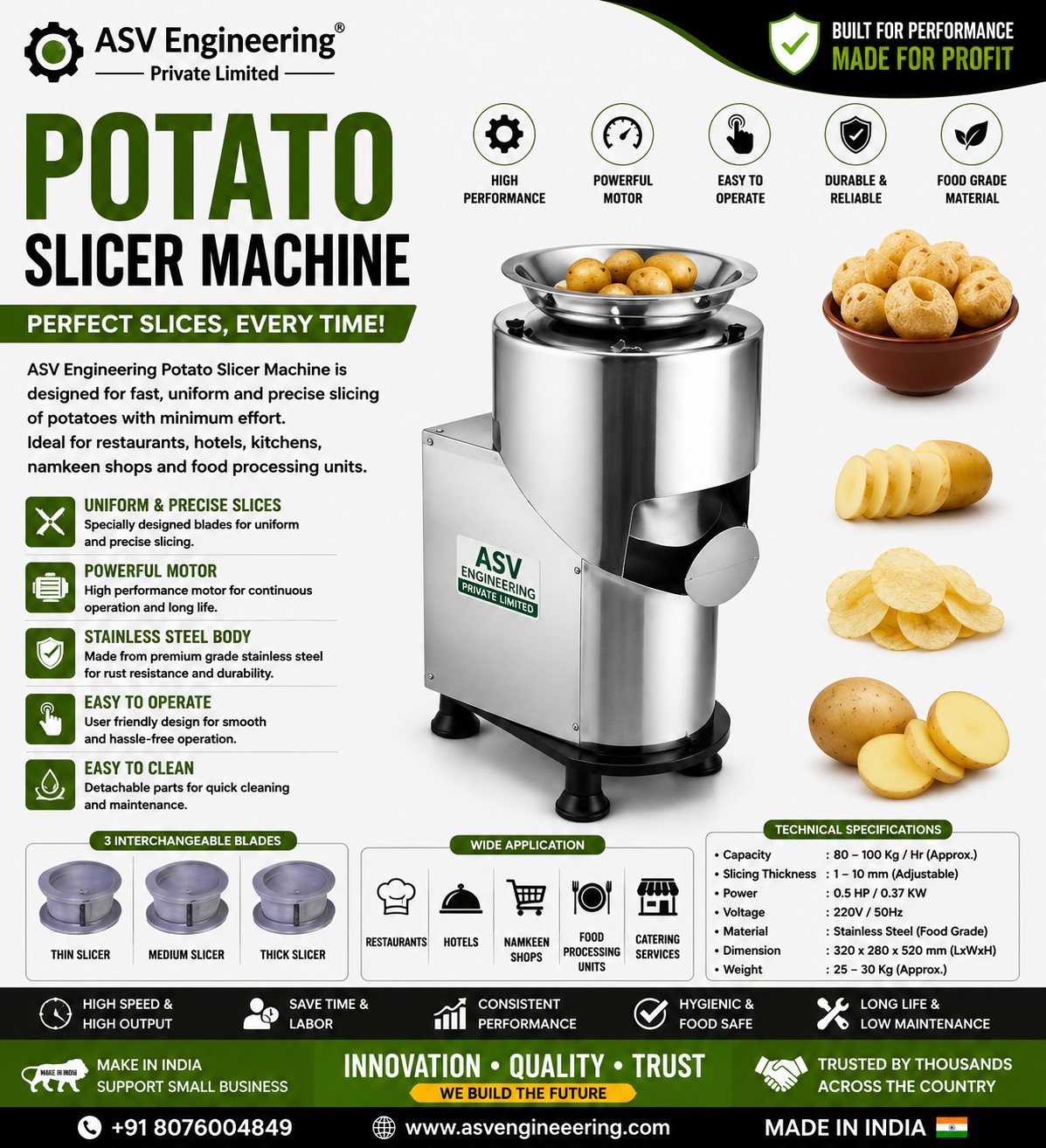 potato slicer machine Machine with Safety Features | ASVR Engineering