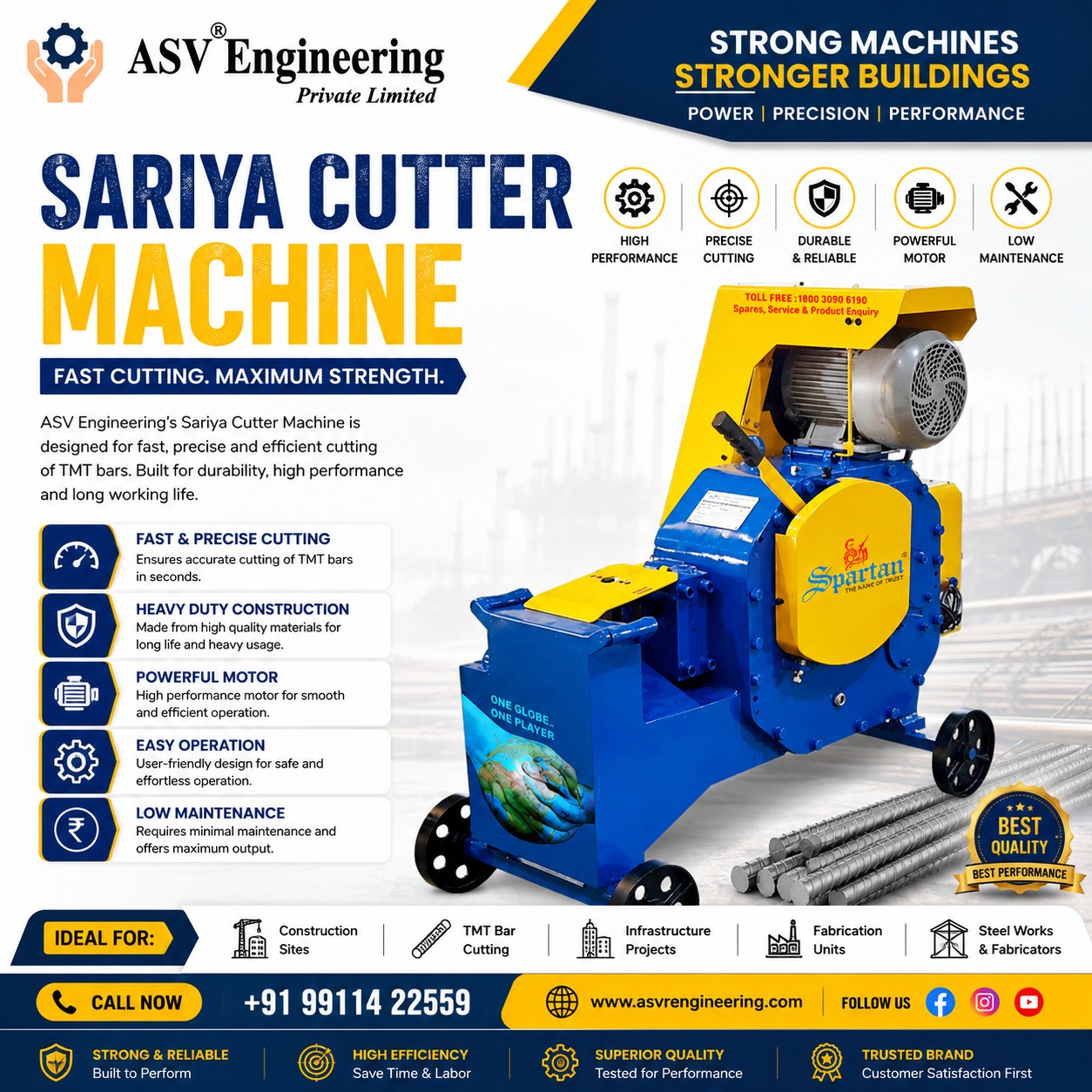 Sariya Cutter Machine Machine with Complete Support | ASVR Engineering